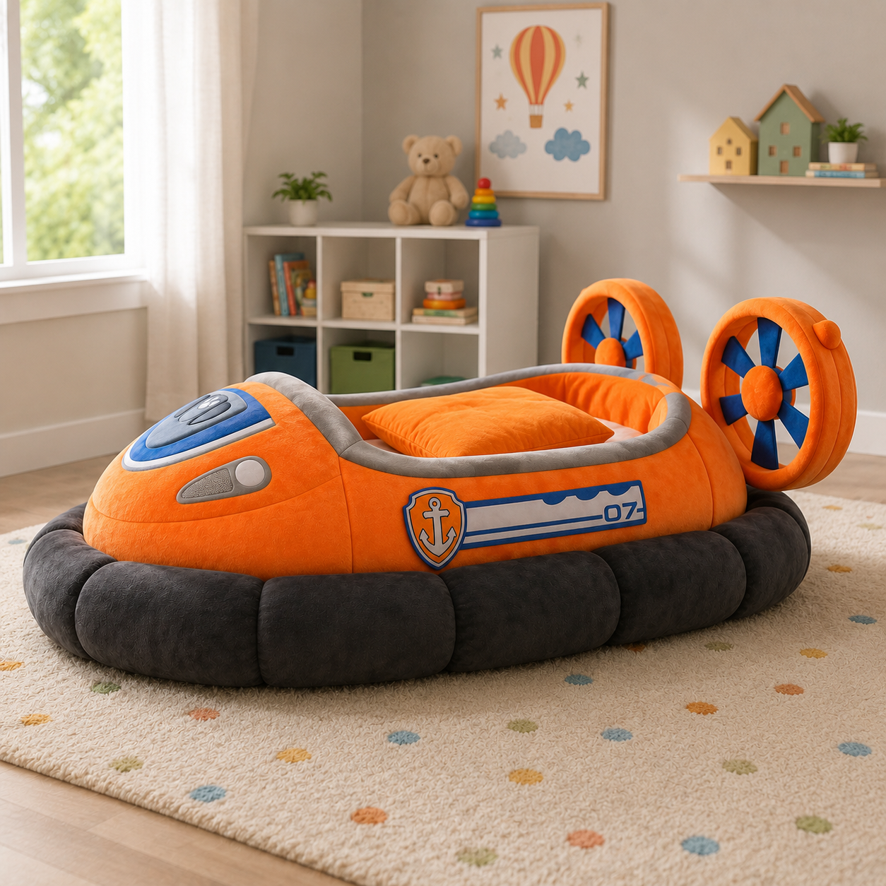 Hovercraft-Inspired Plush Sleeping Bed