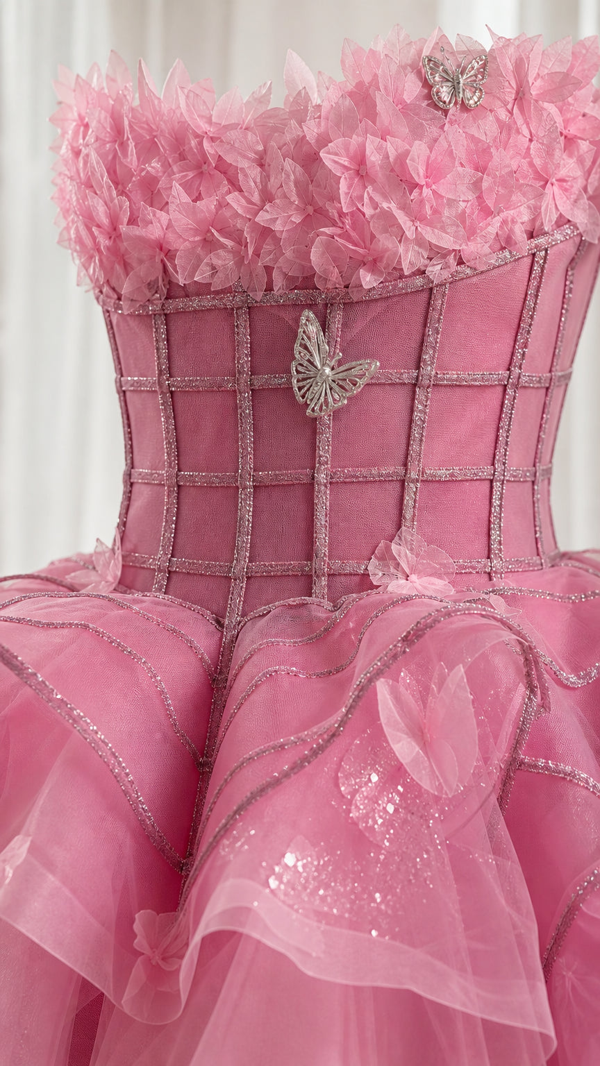 Close-up of Corset Bodice and 3D Butterfly Appliques