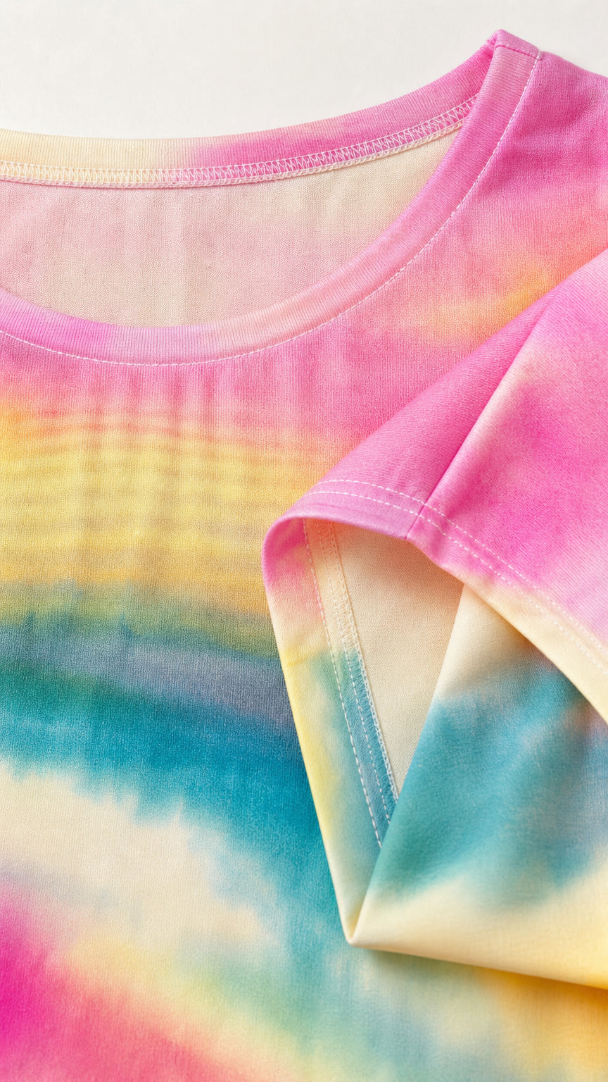 Close-up of fabric texture and crew neckline