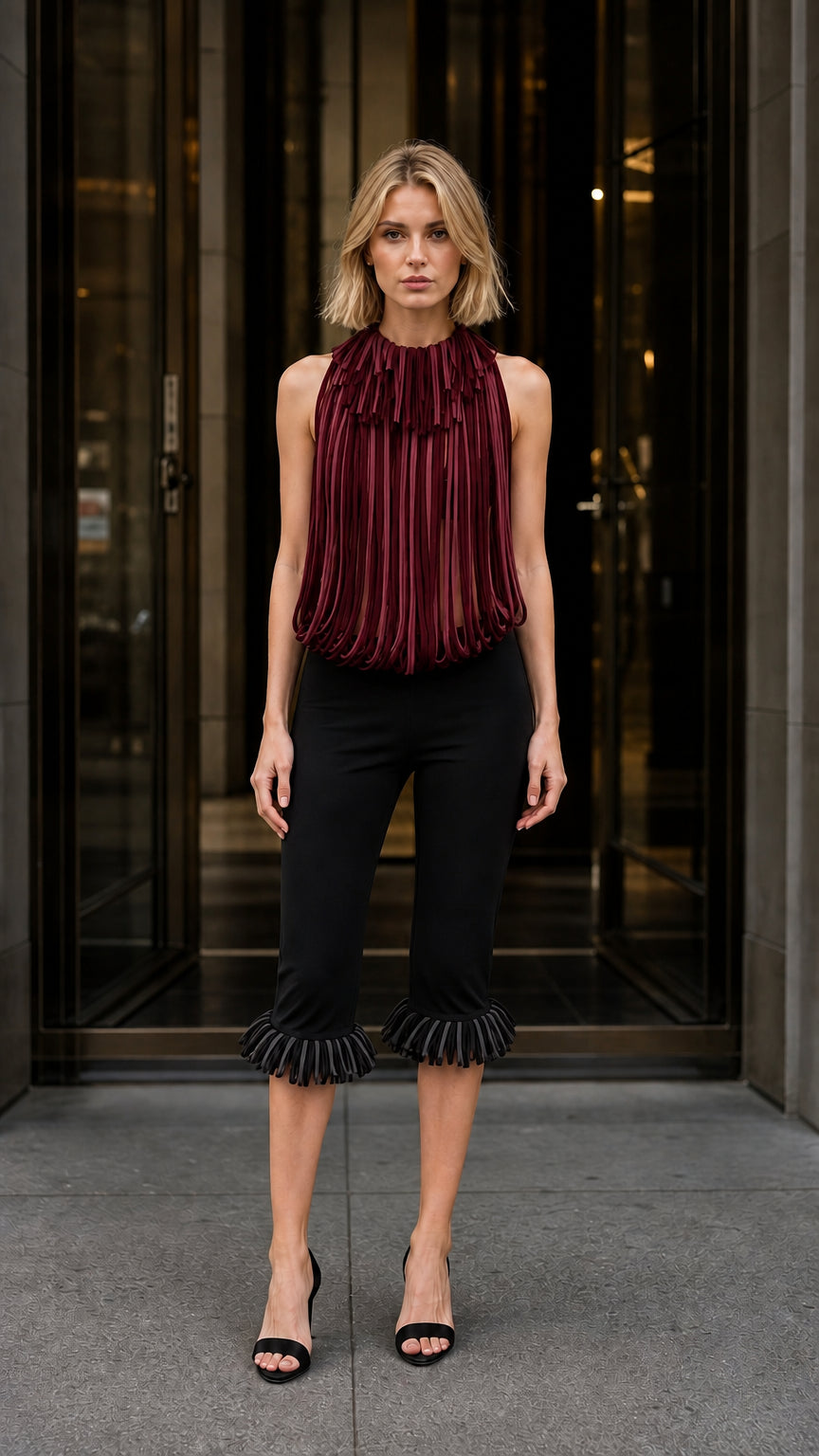Front view in burgundy color variant
