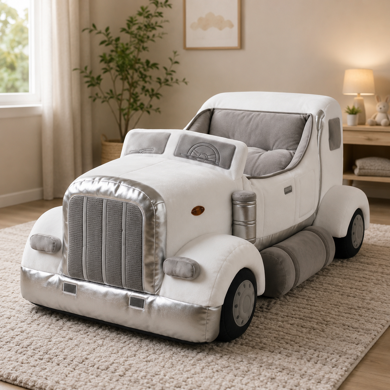 Truck-Inspired Plush Sleeping Bed
