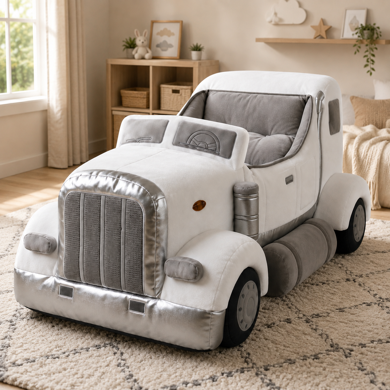 Truck-Inspired Plush Sleeping Bed