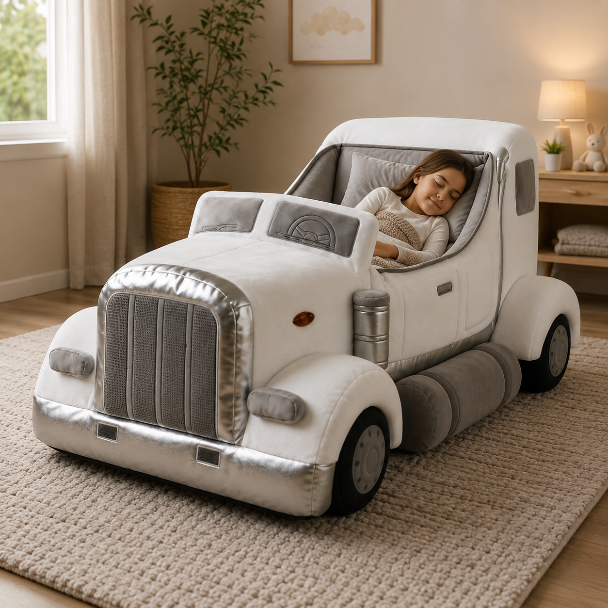 Truck-Inspired Plush Sleeping Bed