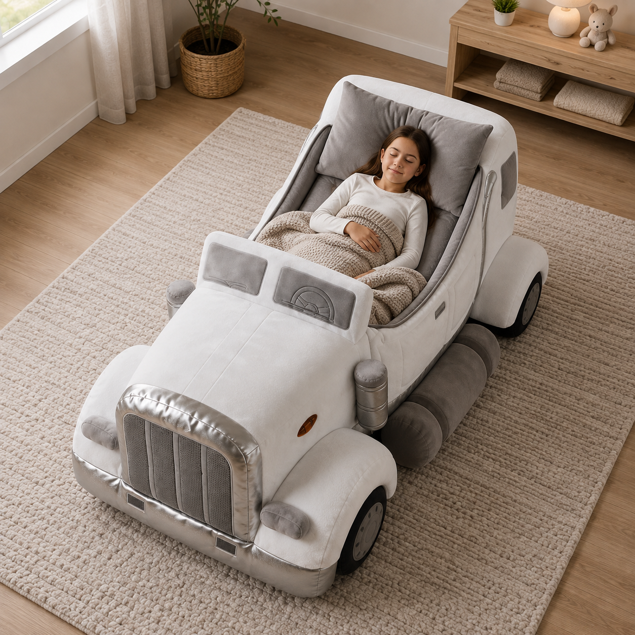 Truck-Inspired Plush Sleeping Bed