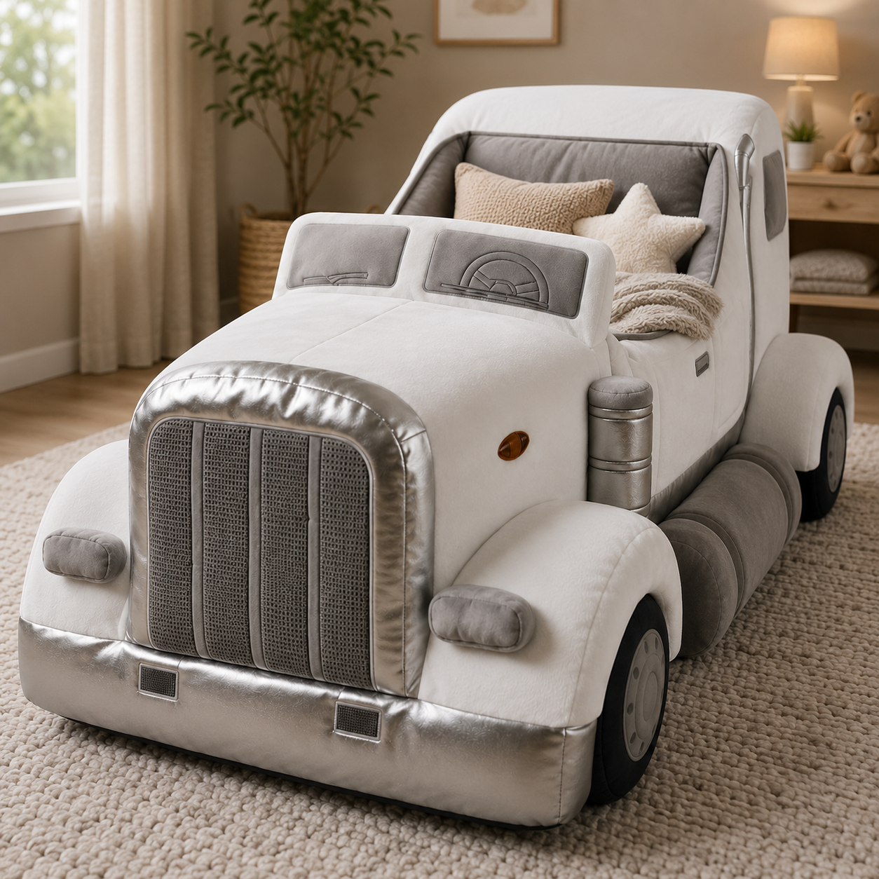 Truck-Inspired Plush Sleeping Bed