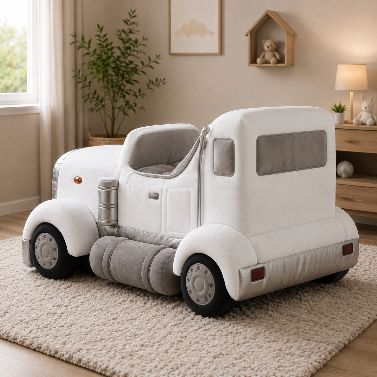 Truck-Inspired Plush Sleeping Bed