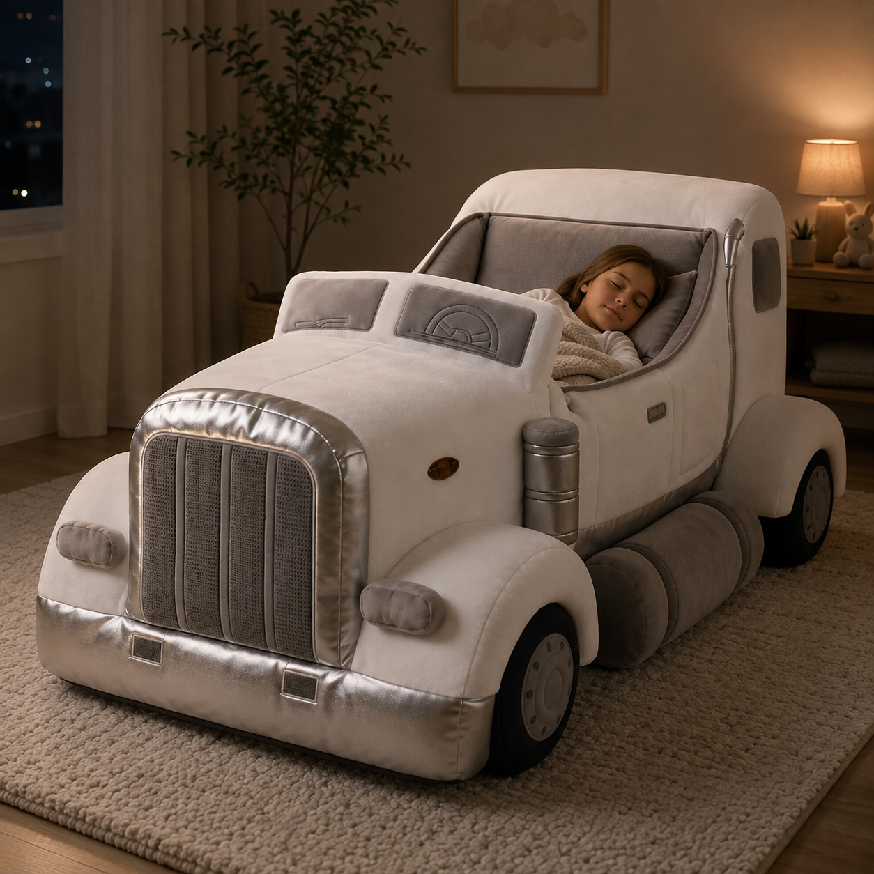 Truck-Inspired Plush Sleeping Bed