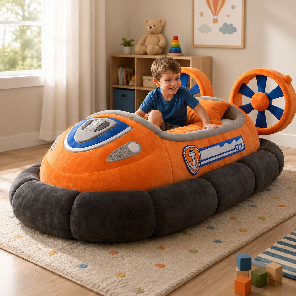 Hovercraft-Inspired Plush Sleeping Bed