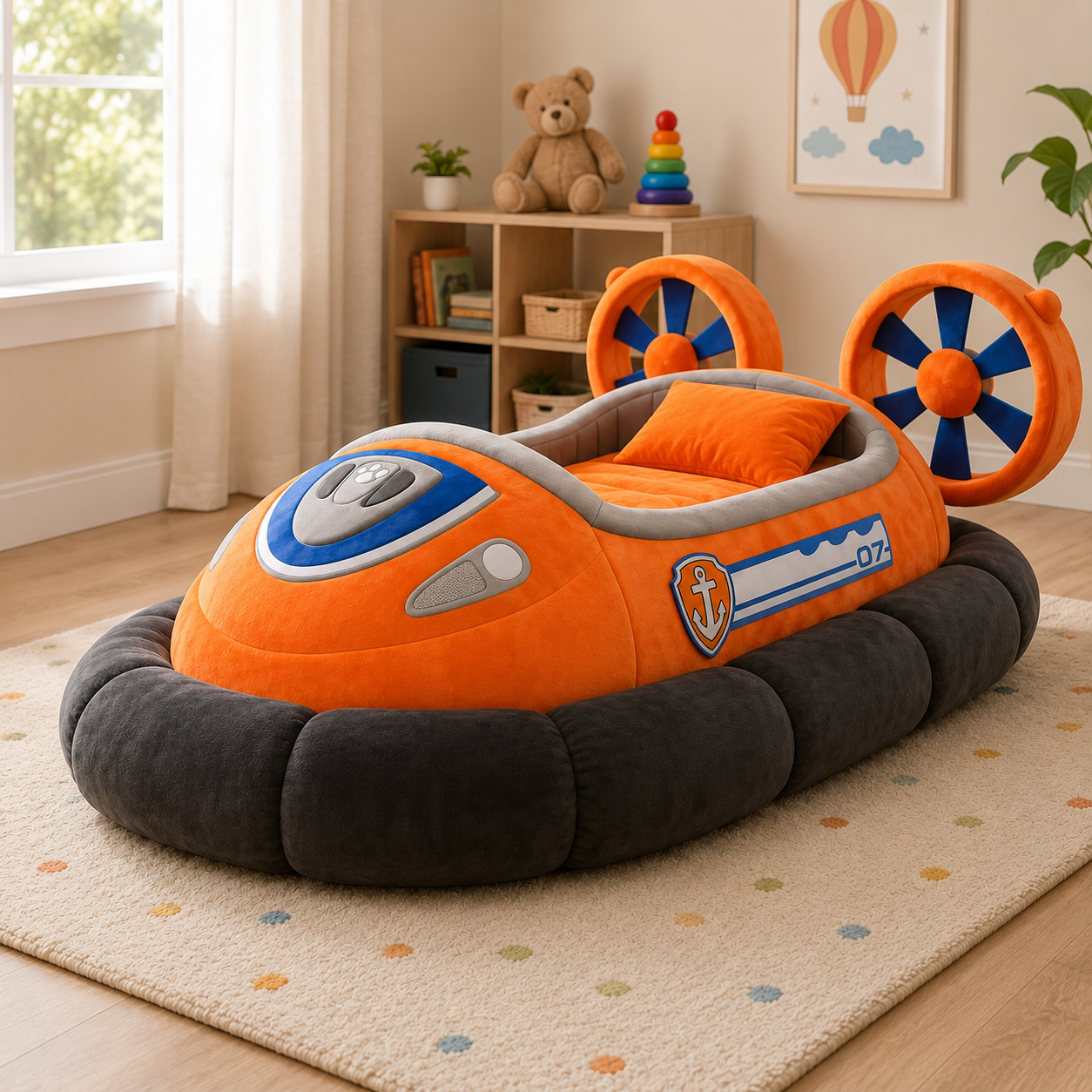 Hovercraft-Inspired Plush Sleeping Bed