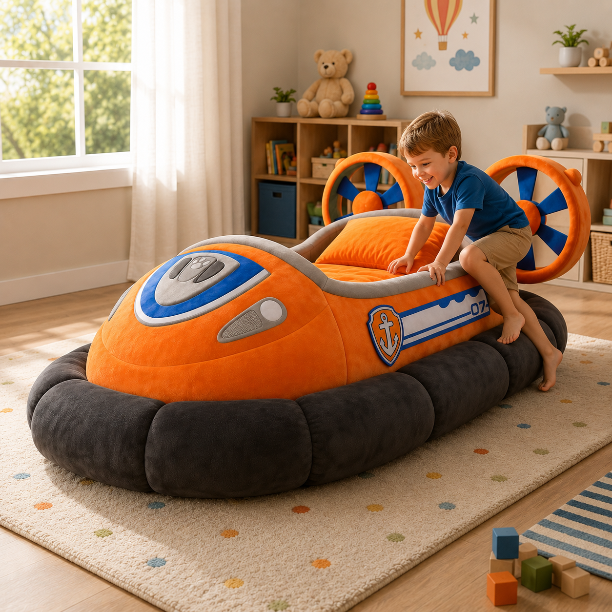 Hovercraft-Inspired Plush Sleeping Bed