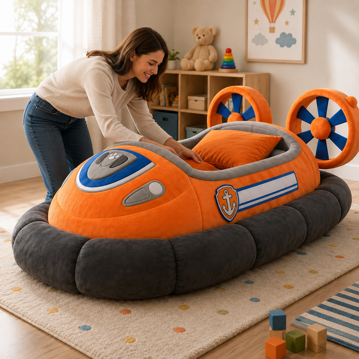 Hovercraft-Inspired Plush Sleeping Bed