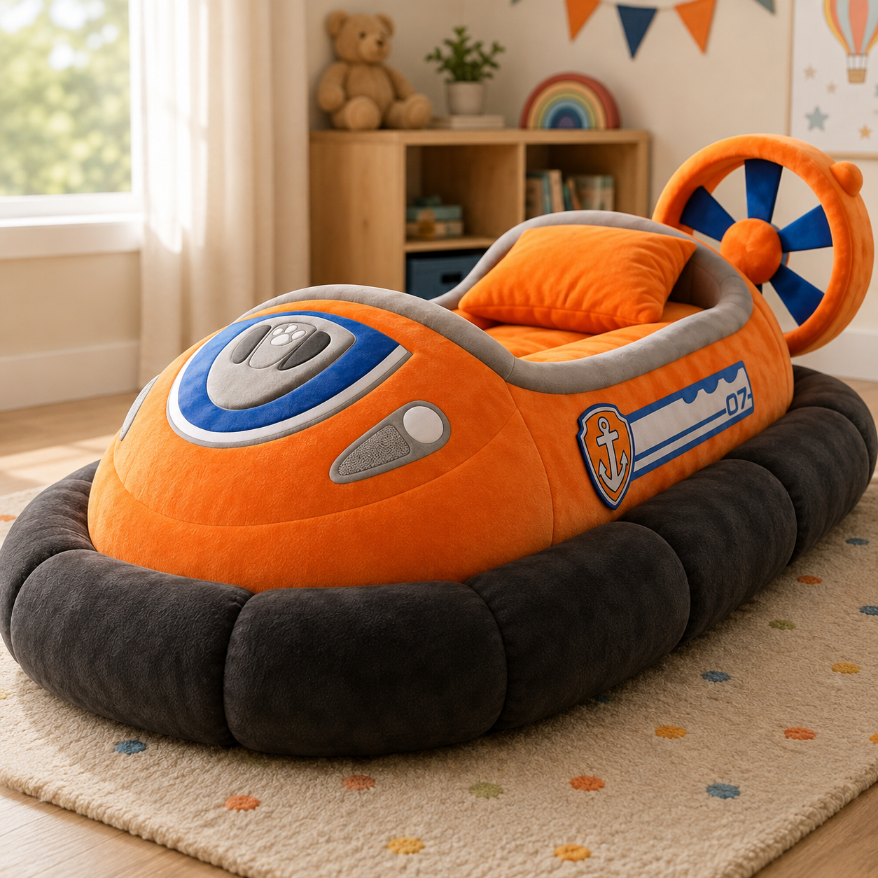 Hovercraft-Inspired Plush Sleeping Bed