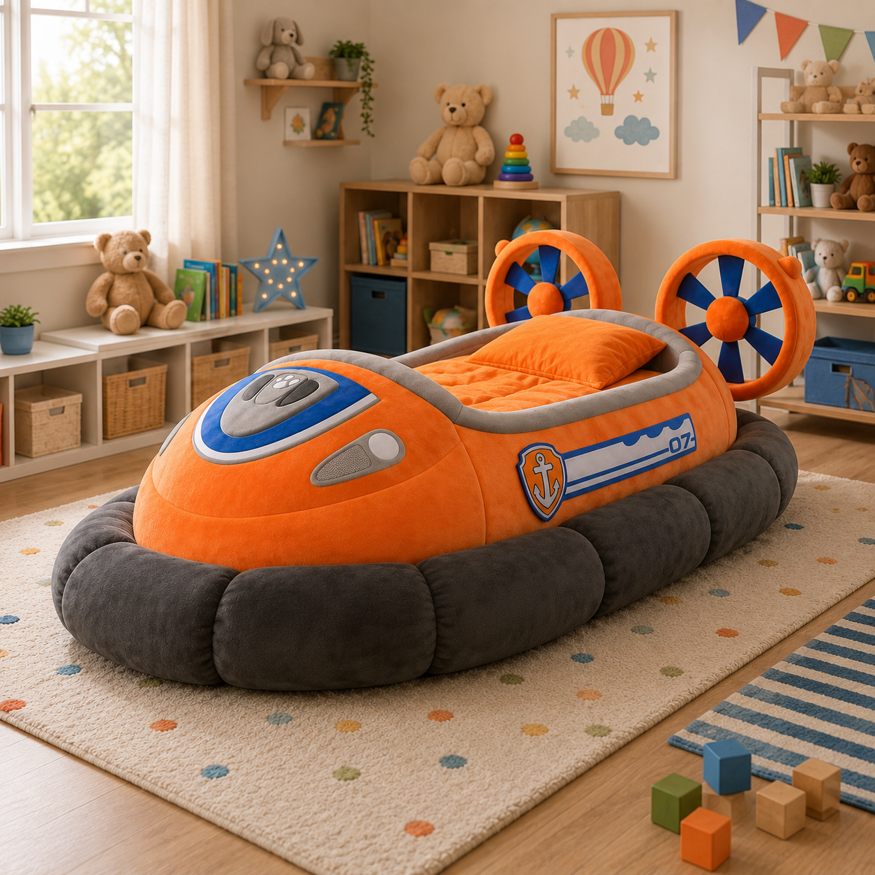 Hovercraft-Inspired Plush Sleeping Bed