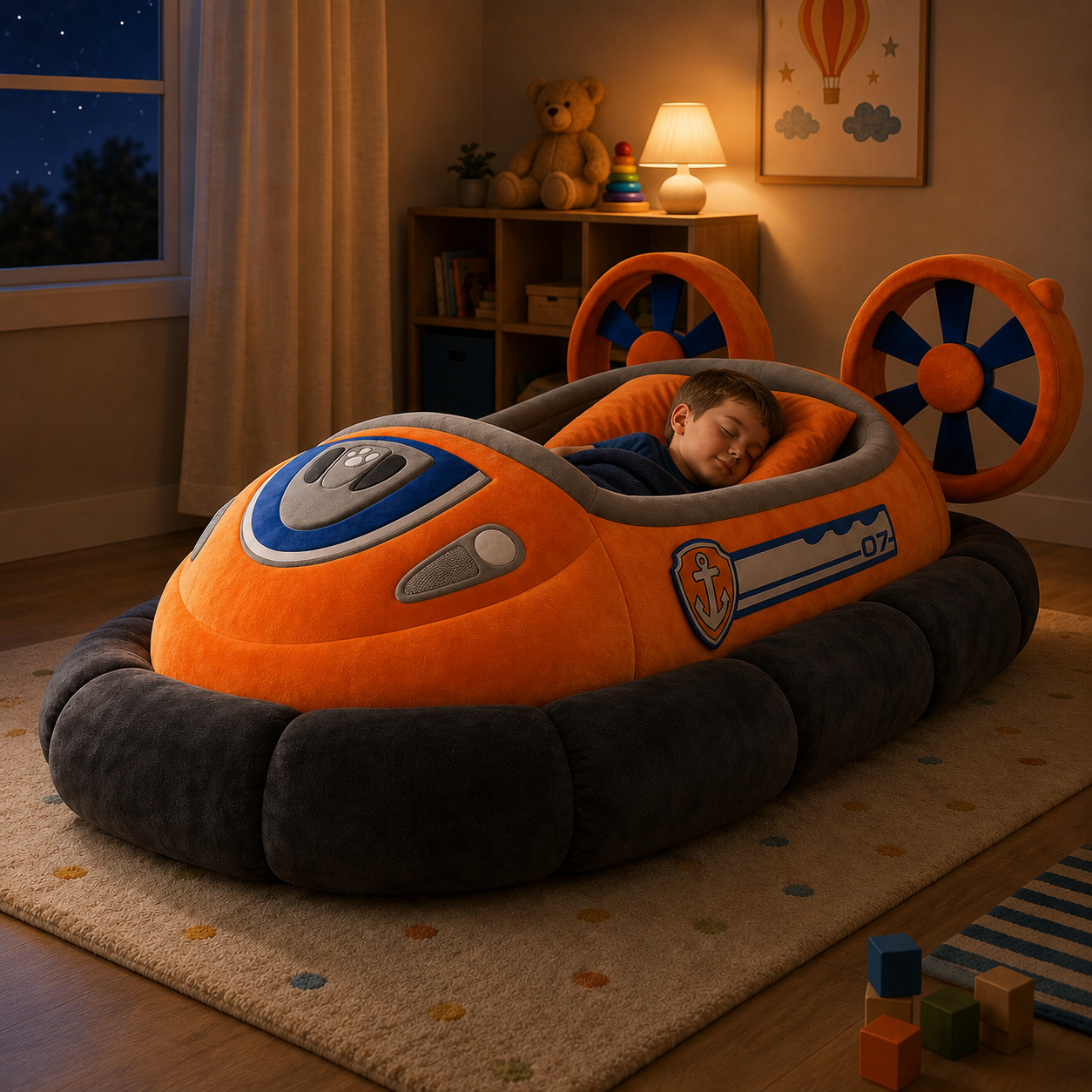 Hovercraft-Inspired Plush Sleeping Bed